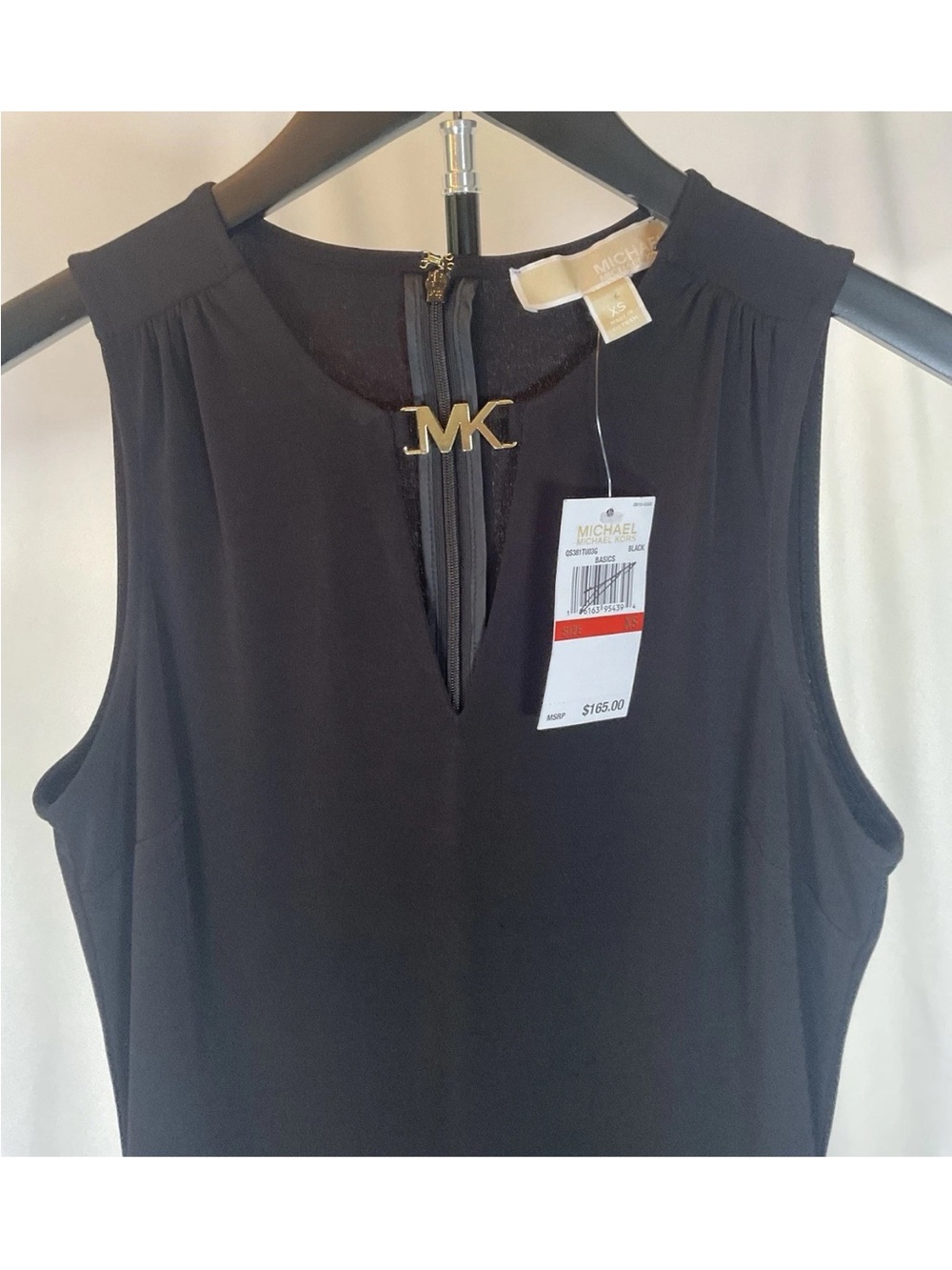NWT Michael Kors Black Sleeveless Jumpsuit with Gold MK Logo